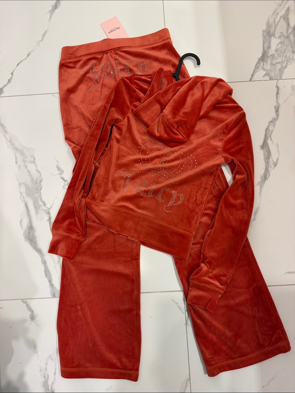 Juicy Couture Baked Apple Velour Zip Hoodie & Pants set